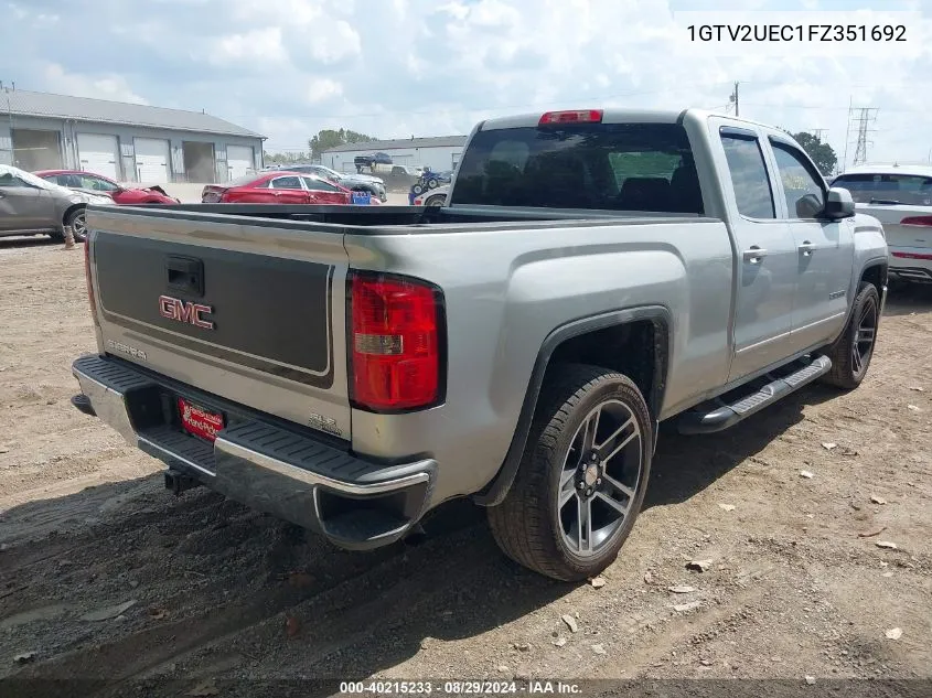 2015 GMC Sierra 1500 Sle VIN: 1GTV2UEC1FZ351692 Lot: 40215233