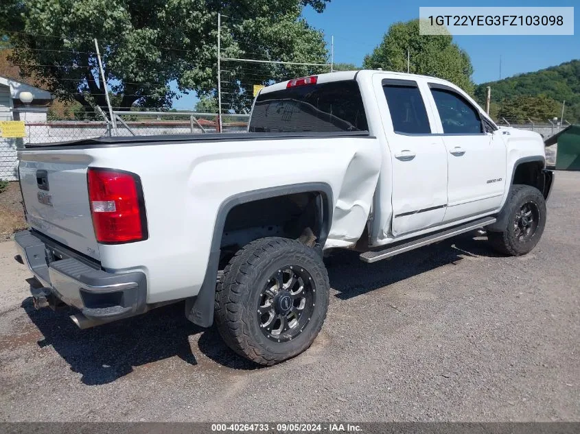 2015 GMC Sierra 2500Hd Sle VIN: 1GT22YEG3FZ103098 Lot: 40264733