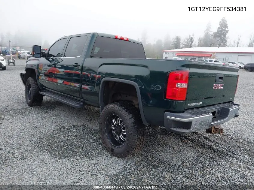 2015 GMC Sierra K2500 Sle VIN: 1GT12YEG9FF534381 Lot: 40360449