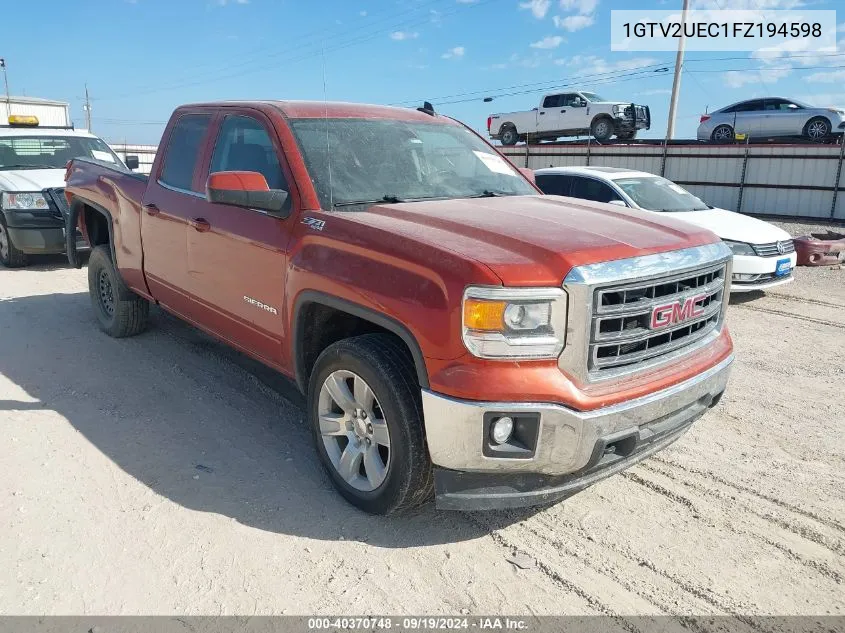 2015 GMC Sierra 1500 Sle VIN: 1GTV2UEC1FZ194598 Lot: 40370748