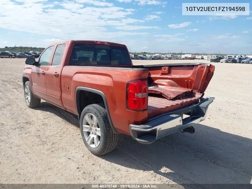 2015 GMC Sierra 1500 Sle VIN: 1GTV2UEC1FZ194598 Lot: 40370748