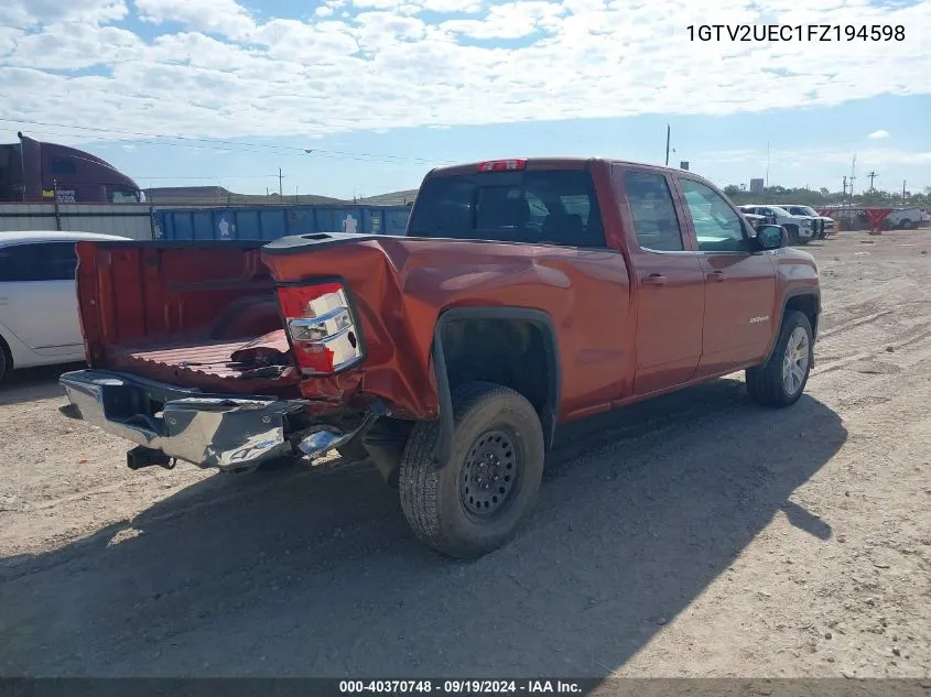 2015 GMC Sierra 1500 Sle VIN: 1GTV2UEC1FZ194598 Lot: 40370748