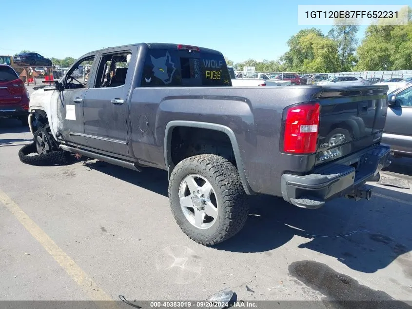 2015 GMC Sierra 2500Hd Denali VIN: 1GT120E87FF652231 Lot: 40383019