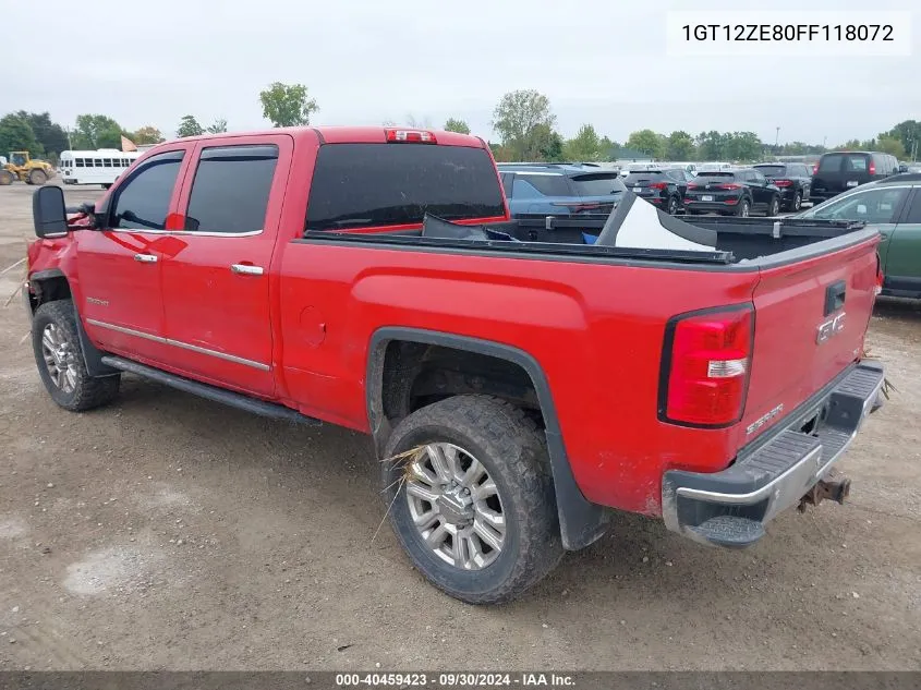 2015 GMC Sierra K2500 Slt VIN: 1GT12ZE80FF118072 Lot: 40459423