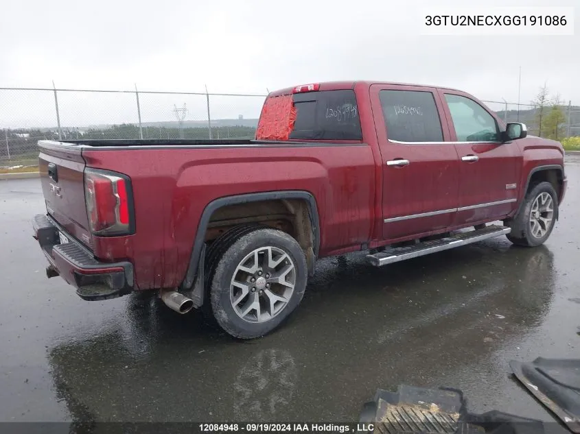 2016 GMC Sierra K1500 Slt VIN: 3GTU2NECXGG191086 Lot: 12084948