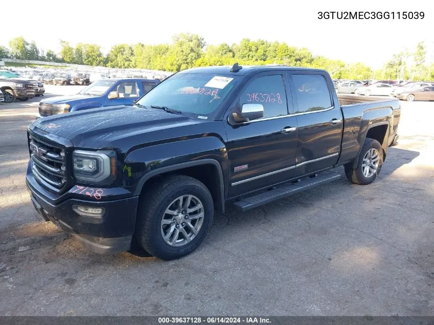 2016 GMC Sierra 1500 Sle VIN: 3GTU2MEC3GG115039 Lot: 39637128