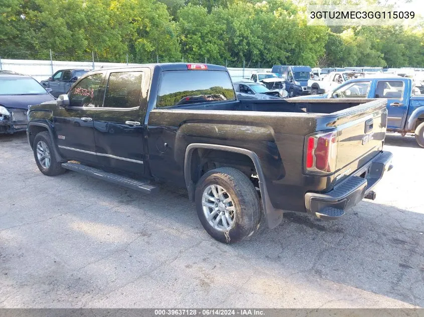 2016 GMC Sierra 1500 Sle VIN: 3GTU2MEC3GG115039 Lot: 39637128