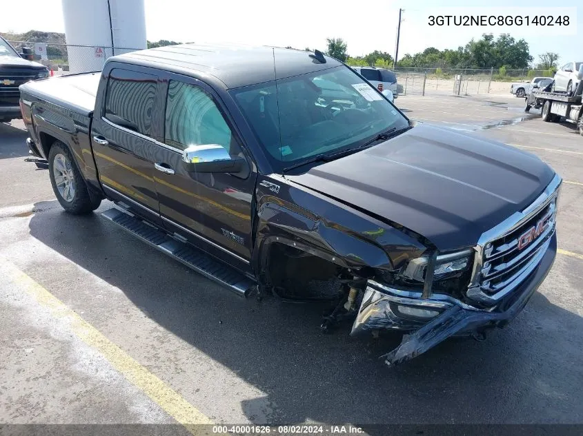 2016 GMC Sierra 1500 Slt VIN: 3GTU2NEC8GG140248 Lot: 40001626