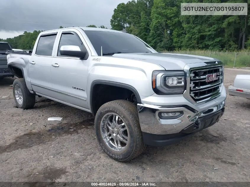 2016 GMC Sierra 1500 Slt VIN: 3GTU2NEC7GG195807 Lot: 40024625