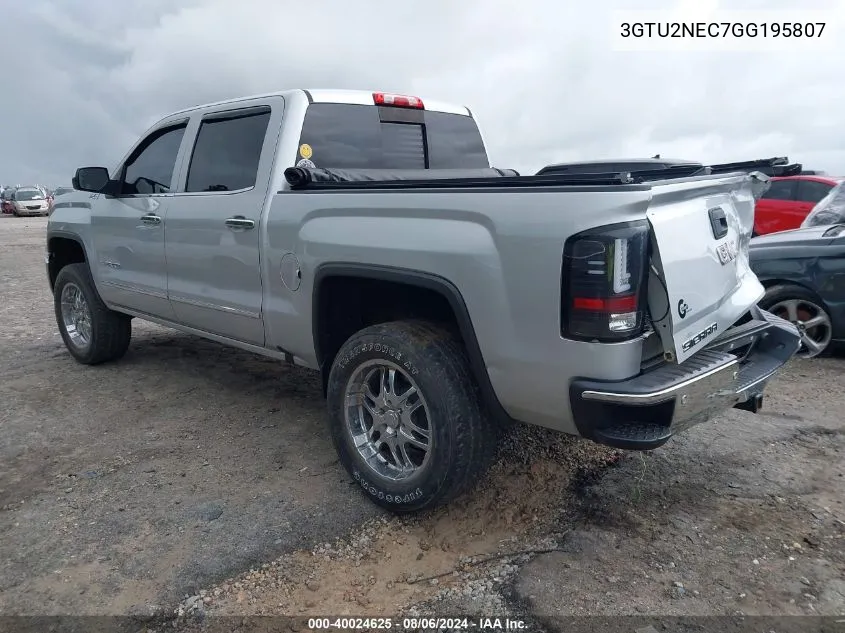 2016 GMC Sierra 1500 Slt VIN: 3GTU2NEC7GG195807 Lot: 40024625