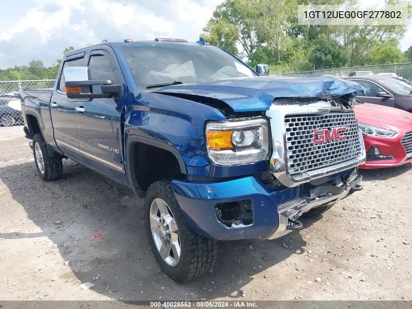 2016 GMC Sierra 2500Hd Denali VIN: 1GT12UEG0GF277802 Lot: 40028552