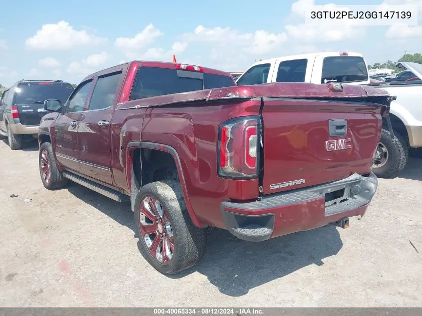 2016 GMC Sierra 1500 Denali VIN: 3GTU2PEJ2GG147139 Lot: 40065334