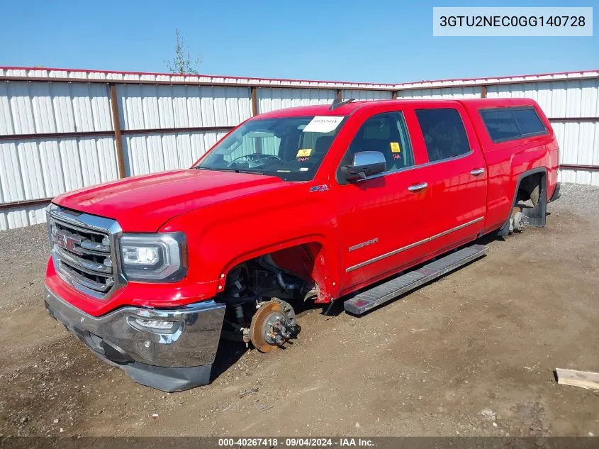 2016 GMC Sierra 1500 Slt VIN: 3GTU2NEC0GG140728 Lot: 40267418