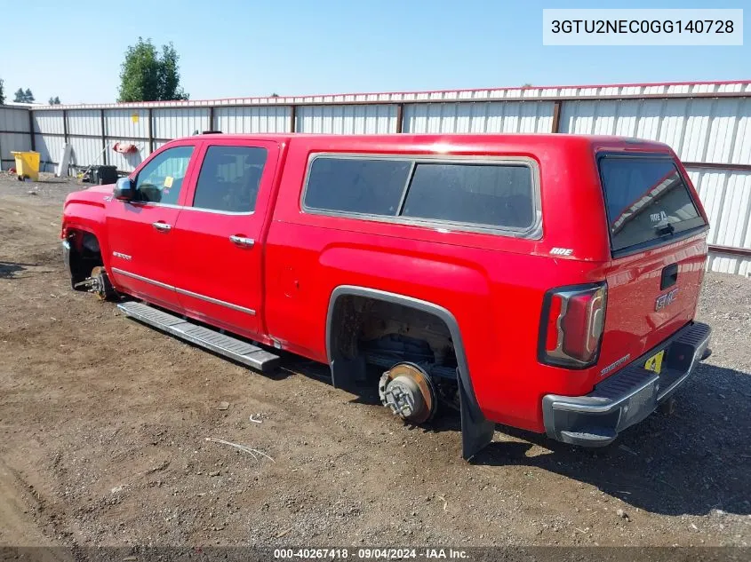 2016 GMC Sierra 1500 Slt VIN: 3GTU2NEC0GG140728 Lot: 40267418