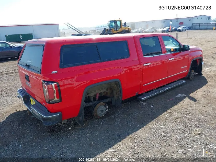 2016 GMC Sierra 1500 Slt VIN: 3GTU2NEC0GG140728 Lot: 40267418