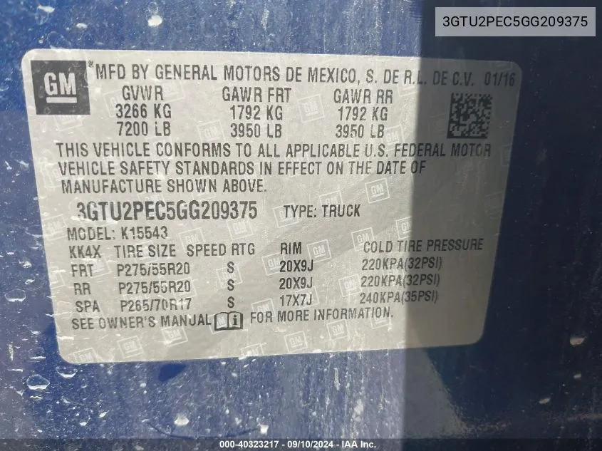 3GTU2PEC5GG209375 2016 GMC Sierra 1500 Denali