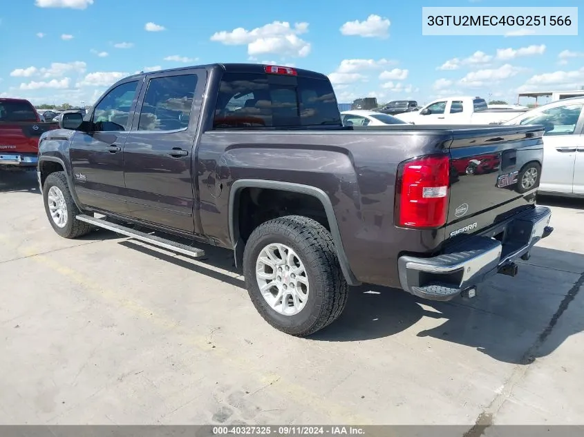 2016 GMC Sierra 1500 Sle VIN: 3GTU2MEC4GG251566 Lot: 40327325