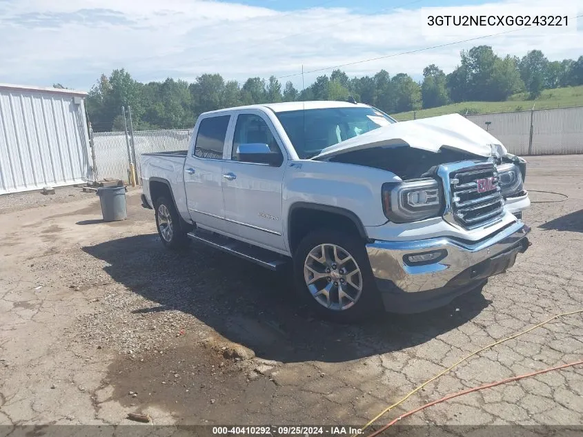 2016 GMC Sierra 1500 Slt VIN: 3GTU2NECXGG243221 Lot: 40410292