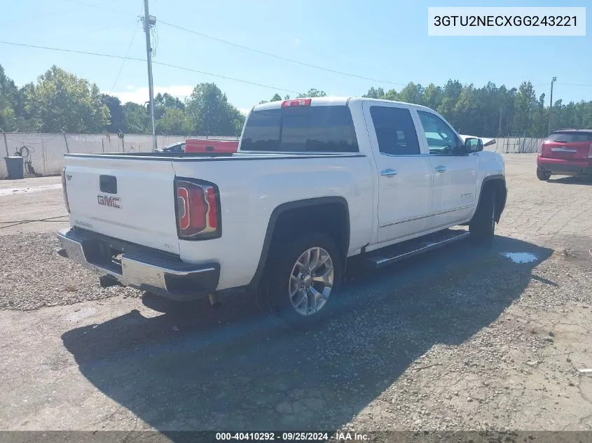 2016 GMC Sierra 1500 Slt VIN: 3GTU2NECXGG243221 Lot: 40410292