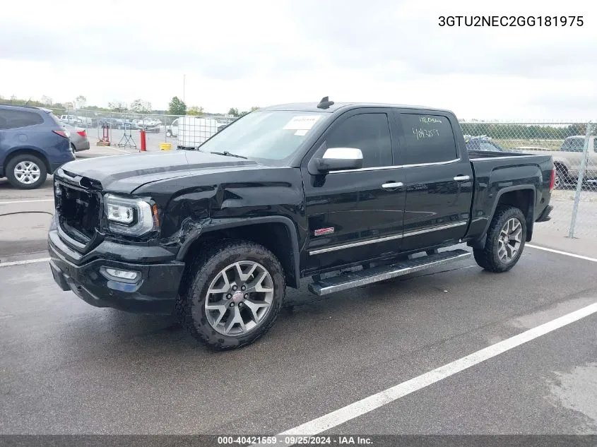 2016 GMC Sierra 1500 Slt VIN: 3GTU2NEC2GG181975 Lot: 40421559