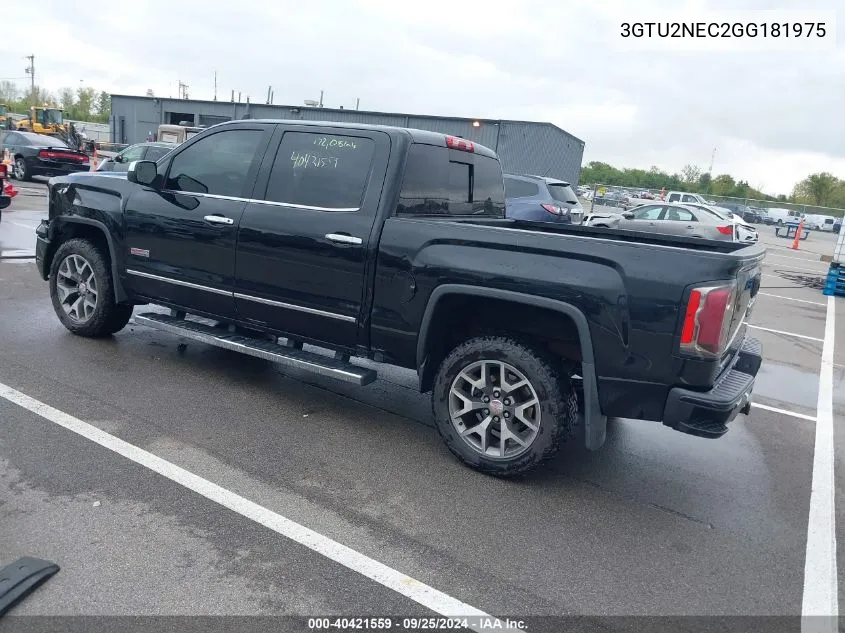 2016 GMC Sierra 1500 Slt VIN: 3GTU2NEC2GG181975 Lot: 40421559