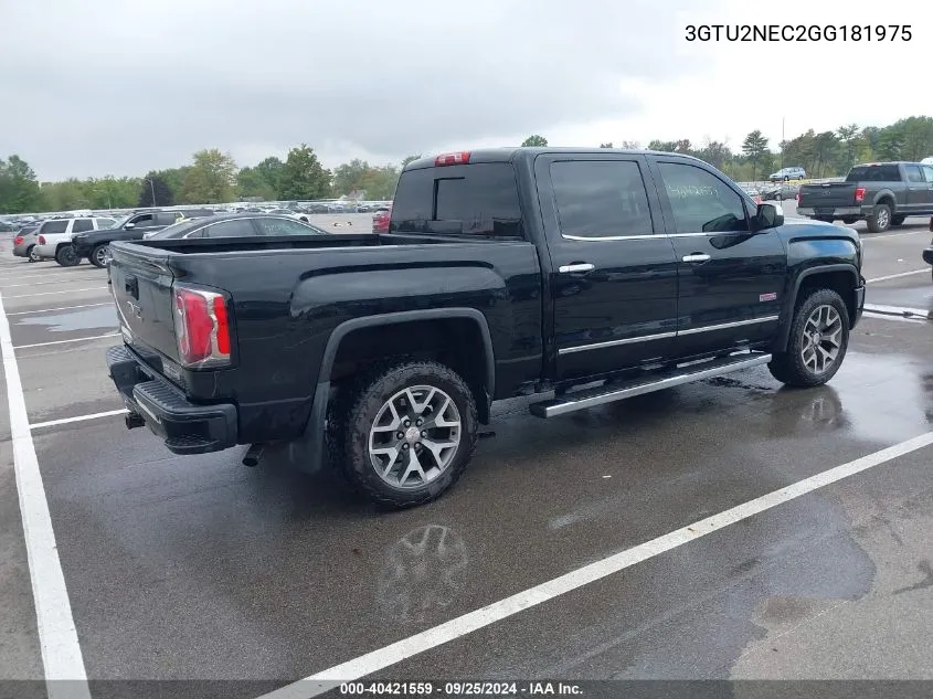 2016 GMC Sierra 1500 Slt VIN: 3GTU2NEC2GG181975 Lot: 40421559