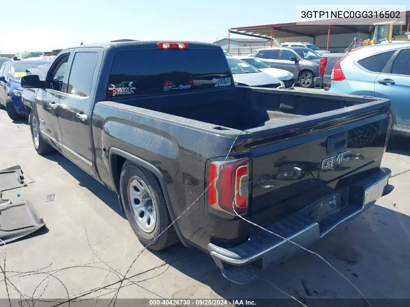 2016 GMC Sierra 1500 Slt VIN: 3GTP1NEC0GG316502 Lot: 40426730