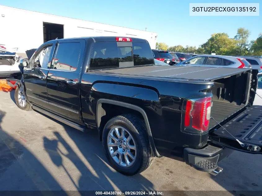 2016 GMC Sierra 1500 K1500 Denali VIN: 3GTU2PECXGG135192 Lot: 40438780