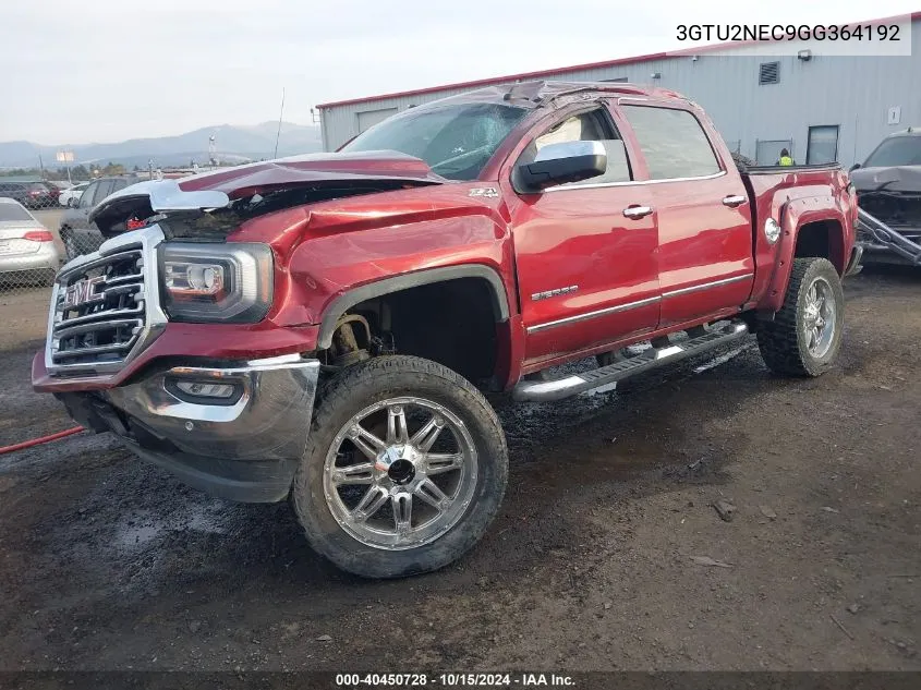 2016 GMC Sierra 1500 Slt VIN: 3GTU2NEC9GG364192 Lot: 40450728