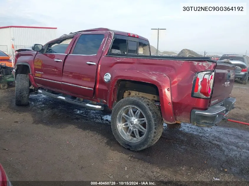 2016 GMC Sierra 1500 Slt VIN: 3GTU2NEC9GG364192 Lot: 40450728