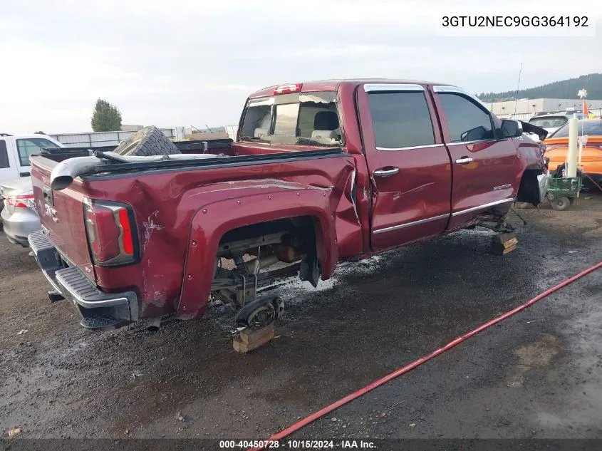 2016 GMC Sierra 1500 Slt VIN: 3GTU2NEC9GG364192 Lot: 40450728