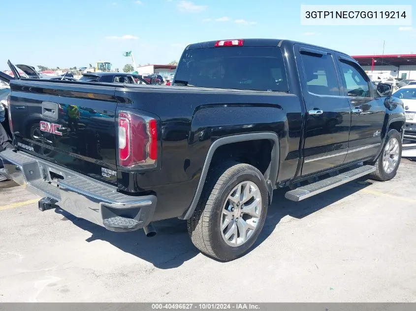 2016 GMC Sierra 1500 Slt VIN: 3GTP1NEC7GG119214 Lot: 40496627