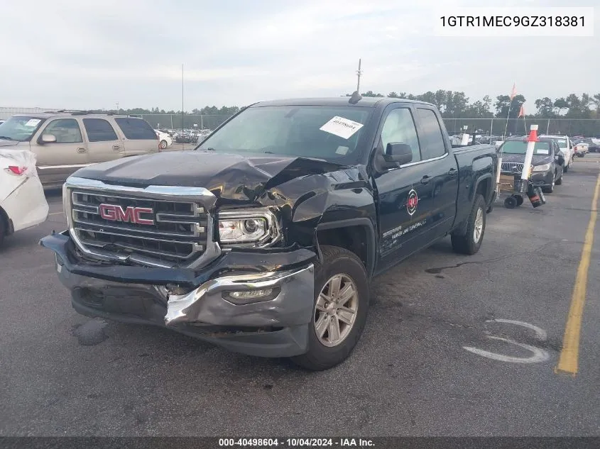 2016 GMC Sierra 1500 Sle VIN: 1GTR1MEC9GZ318381 Lot: 40498604