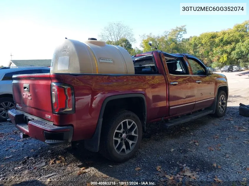 2016 GMC Sierra 1500 Sle VIN: 3GTU2MEC6GG352074 Lot: 40563215