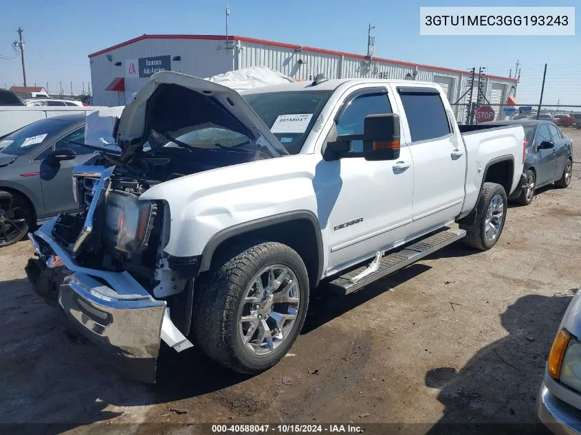 2016 GMC Sierra 1500 Sle VIN: 3GTU1MEC3GG193243 Lot: 40588047