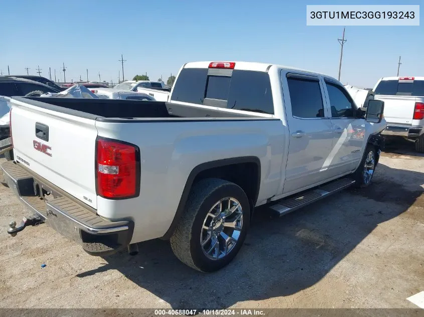 2016 GMC Sierra 1500 Sle VIN: 3GTU1MEC3GG193243 Lot: 40588047