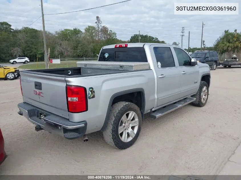 2016 GMC Sierra 1500 Sle VIN: 3GTU2MECXGG361960 Lot: 40876208