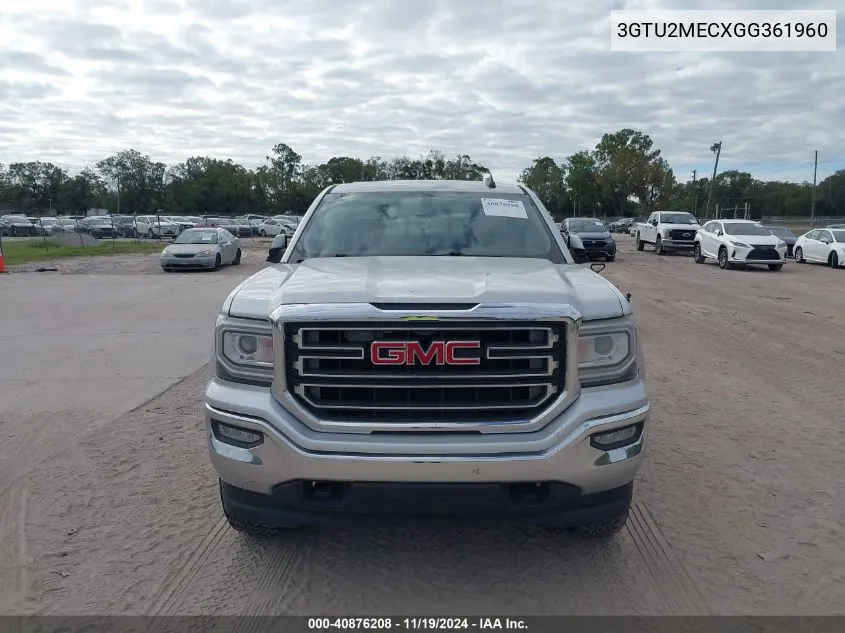 2016 GMC Sierra 1500 Sle VIN: 3GTU2MECXGG361960 Lot: 40876208