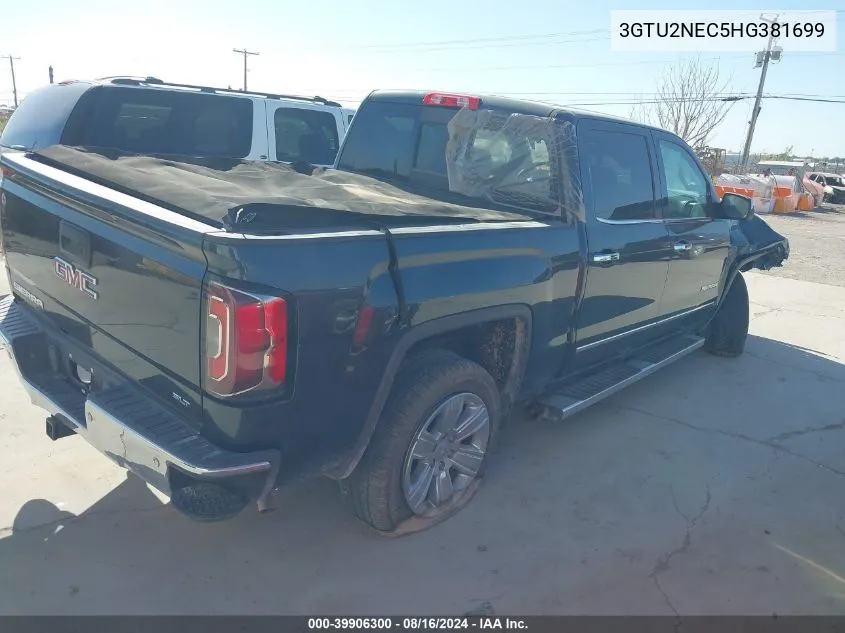 2017 GMC Sierra 1500 Slt VIN: 3GTU2NEC5HG381699 Lot: 39906300