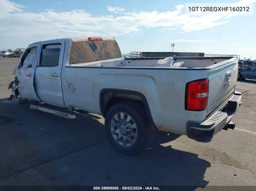 2017 GMC Sierra 2500Hd VIN: 1GT12REGXHF160212 Lot: 39999080