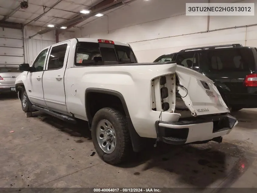 2017 GMC Sierra 1500 Slt VIN: 3GTU2NEC2HG513012 Lot: 40064017