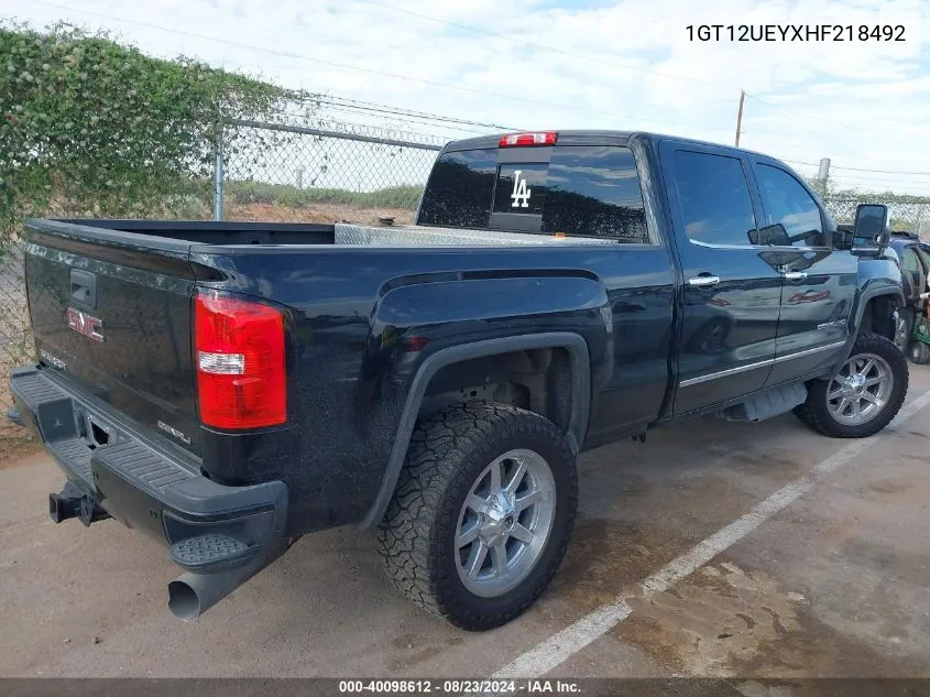 2017 GMC Sierra 2500Hd Denali VIN: 1GT12UEYXHF218492 Lot: 40098612