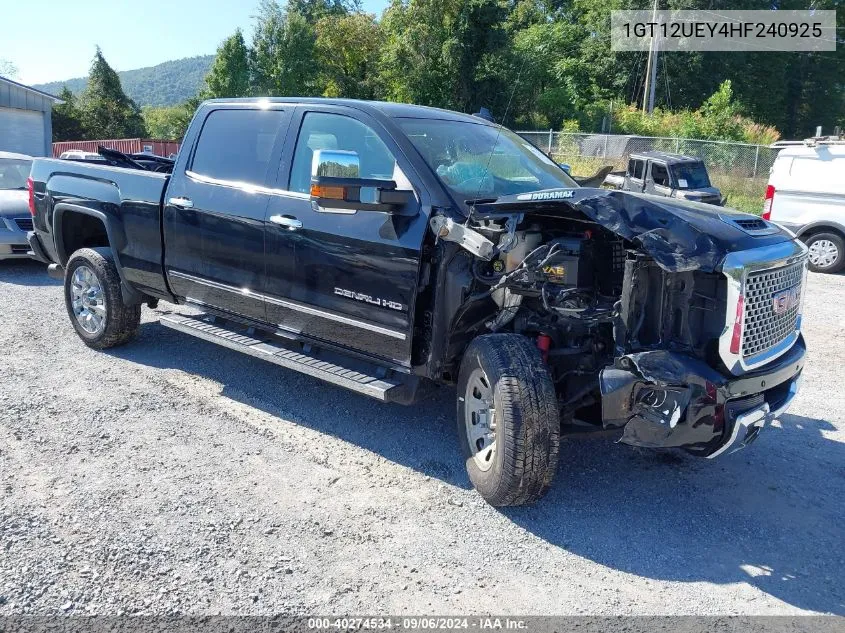 2017 GMC Sierra 2500Hd Denali VIN: 1GT12UEY4HF240925 Lot: 40274534