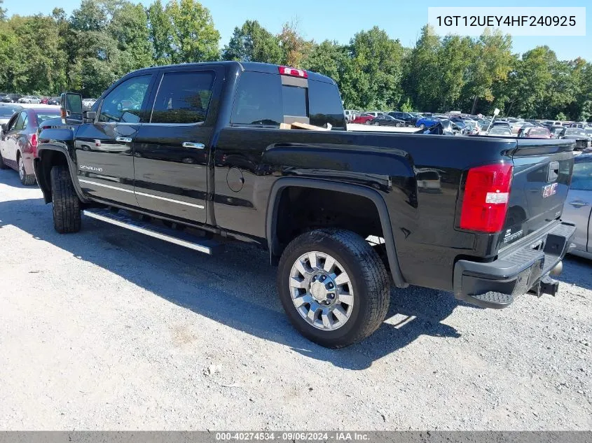 2017 GMC Sierra 2500Hd Denali VIN: 1GT12UEY4HF240925 Lot: 40274534