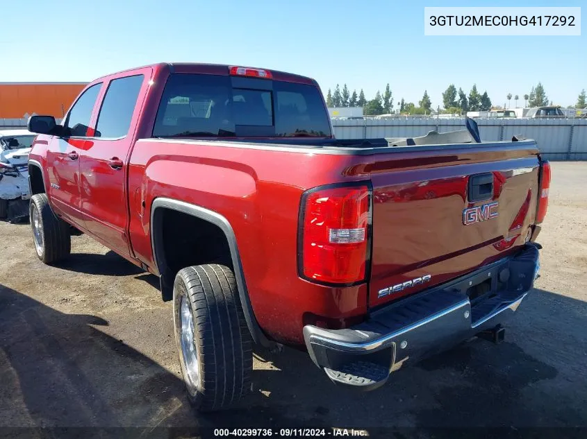 2017 GMC Sierra 1500 Sle VIN: 3GTU2MEC0HG417292 Lot: 40299736