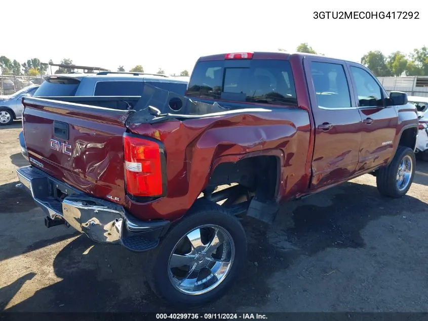 2017 GMC Sierra 1500 Sle VIN: 3GTU2MEC0HG417292 Lot: 40299736