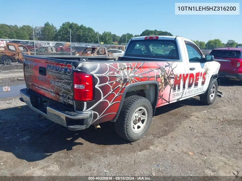 2017 GMC Sierra 1500 VIN: 1GTN1LEH5HZ316200 Lot: 40320936