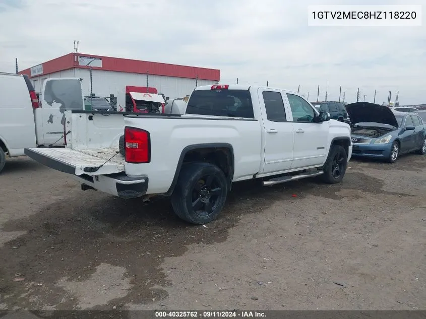 2017 GMC Sierra 1500 Sle VIN: 1GTV2MEC8HZ118220 Lot: 40325762