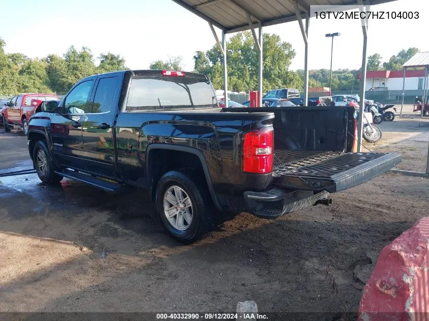 2017 GMC Sierra 1500 Sle VIN: 1GTV2MEC7HZ104003 Lot: 40332990