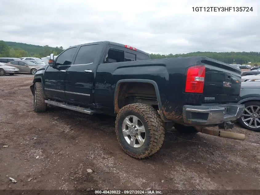 2017 GMC Sierra 2500Hd Slt VIN: 1GT12TEY3HF135724 Lot: 40439822